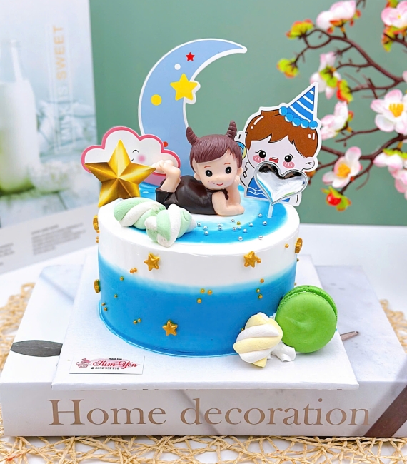 Bánh kem cho bé gái tuổi trâu dễ thương 