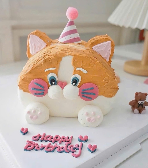  Bánh kem hàn quốc trang trí chú mèo