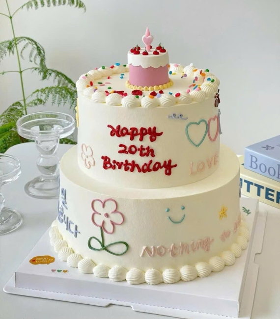  Bánh kem hàn quốc 2 tầng 