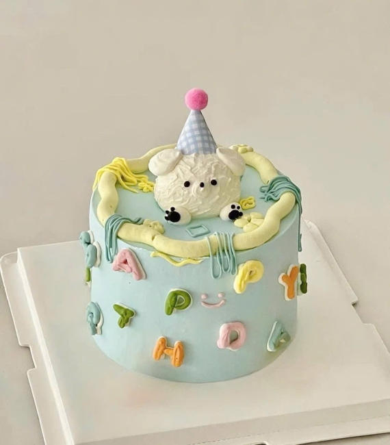  Bánh kem hàn quốc tone xanh vàng