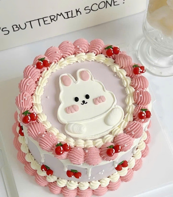  Bánh sinh nhật tone đỏ tím chú gấu