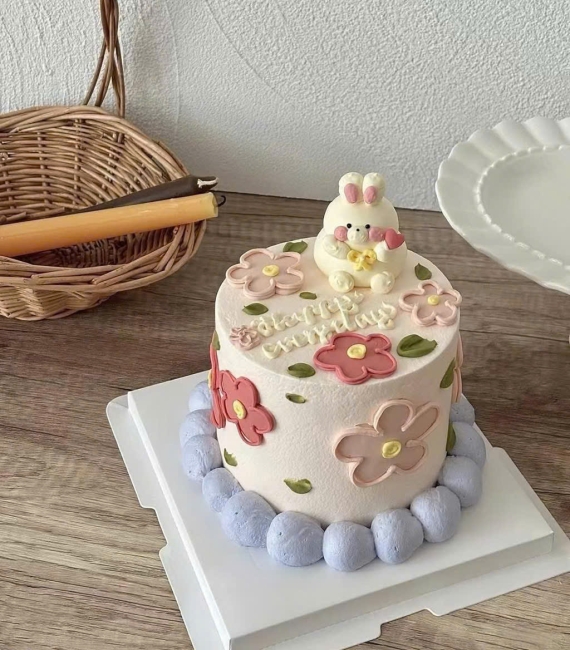  Bánh kem hàn quốc trang trí hoa sticker đáng yêu