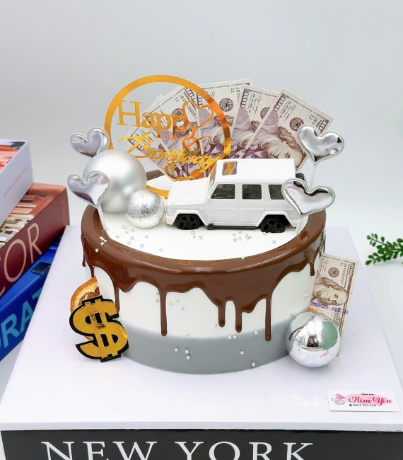 Bánh kem chúc mừng bố có phụ kiện ô tô