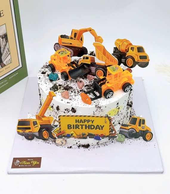 Bánh Kem hoạt xe múc xe ben cho bé trái 