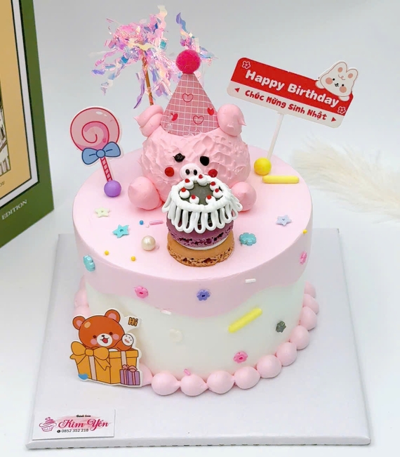  Bánh sinh nhật kiểu hàn tone hồng