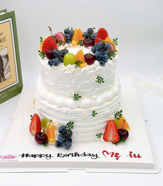 Bánh sinh nhật phô mai trái cây 2 tầng