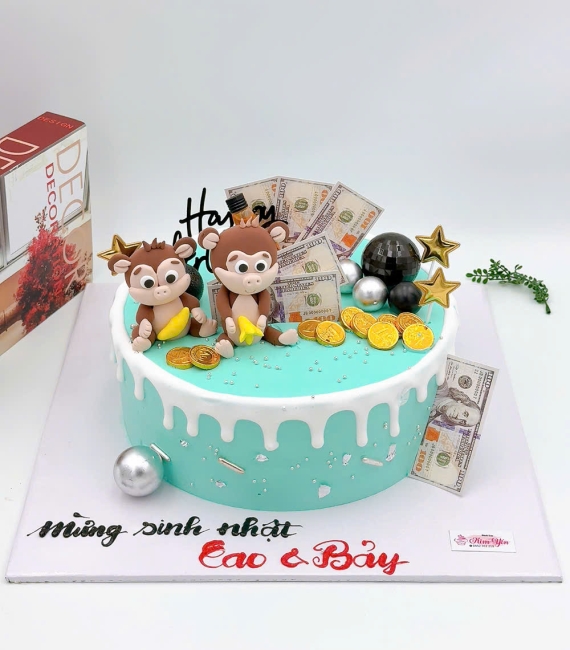 Mẫu bánh chú khỉ tạo hình dành cho bé trai