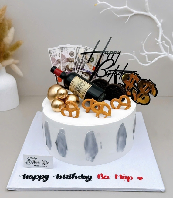 Bánh kem chai rượu vang tặng cho bố