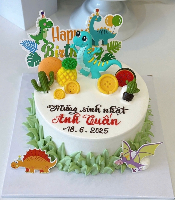 Mẫu bánh kem khủng long dành cho bé trai hot 2025 tại cao lãnh