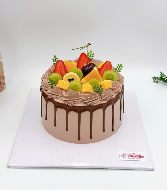 Mẫu bánh kem phủ đầy trái cây socola