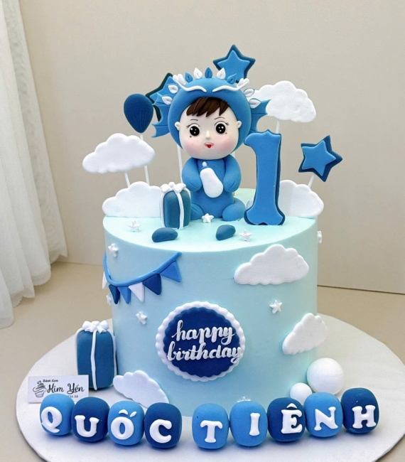 Mẫu bánh thôi nôi tạo hình cho bé trai lên 1