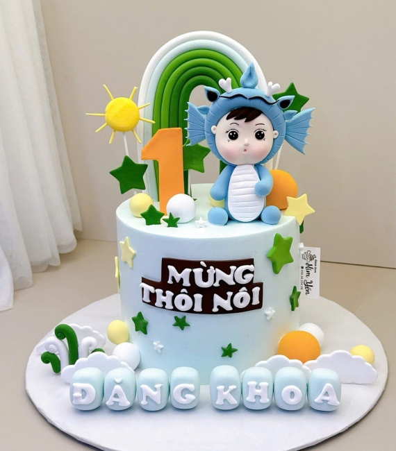Mẫu bánh thôi nôi tạo hình cho bé trai lên 1