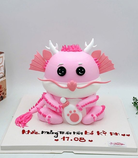 Mẫu bánh thôi nôi rồng hồng cho bé gái