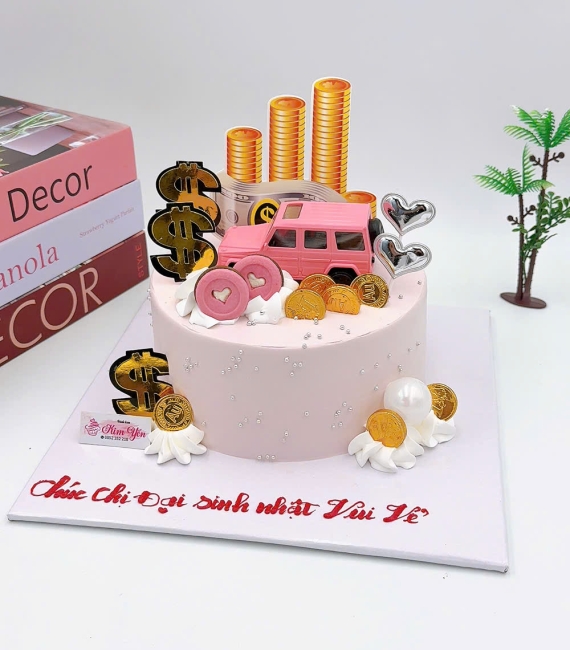  Bánh sinh nhật màu hồng sang trọng mê xe