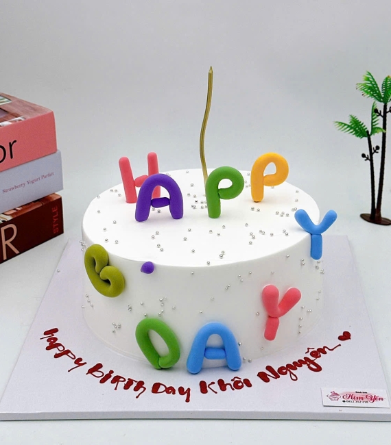 Mẫu Bánh kem chữ nỗi hot happy birthday chữ sắc màu
