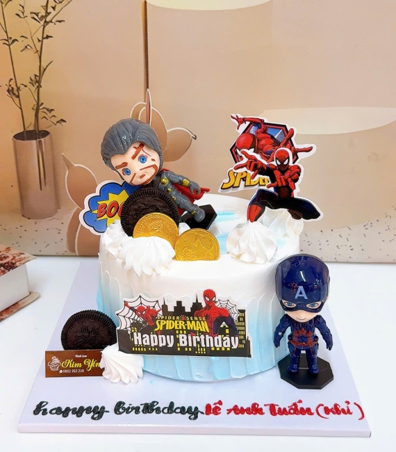 Bánh kem chúc mừng dành cho bé trai nhân vật hoạt hình