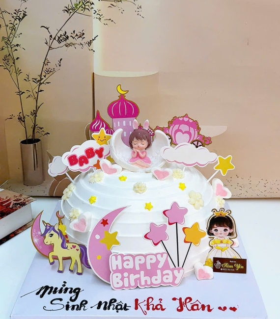 Bánh kem túi tiền tone hồng dành cho bé gái