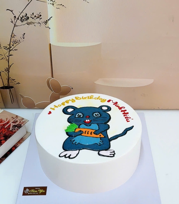 Bánh kem chúc mừng dành cho bé trai vẻ hình chibi con chuột