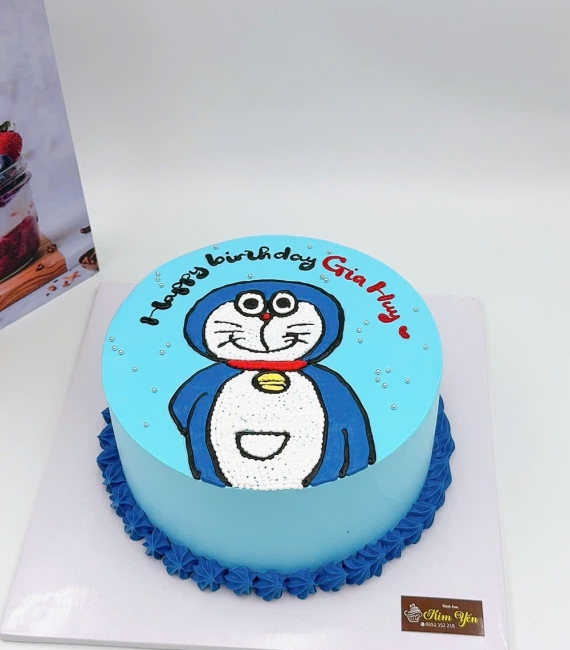 Bánh kem chúc mừng dành cho bé trai vẻ hình đô rê mon