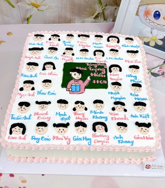 Mẫu bánh kem vẻ hình chibi lớp học tặng cô giáo-bánh kem kim yến cao lãnh