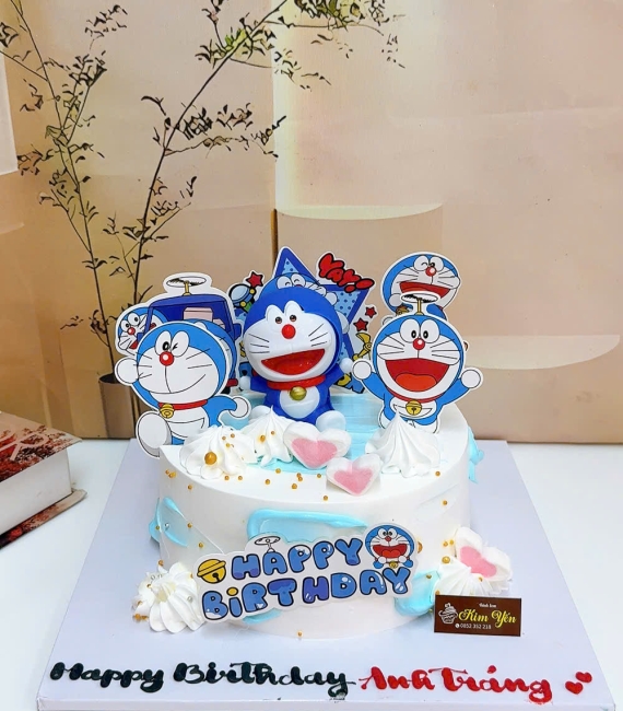 Bánh kem chúc mừng dành cho bé trai yêu thích Đô rê mon