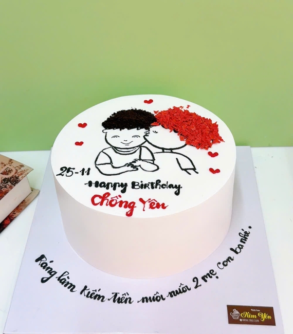 Bánh kem style Hàn Quốc vẻ hình chibi 2 vợ chồng
