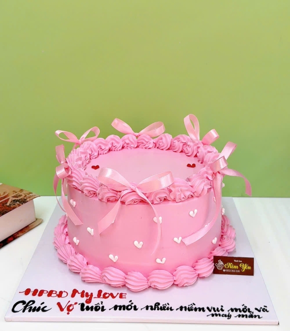 Bánh kem style Hàn Quốc tone hồng tại Kim Yến