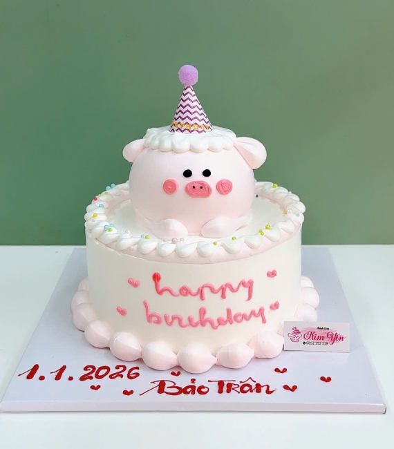 Bánh kem style Hàn Quốc tạo hình gấu dễ thương tại bé gái