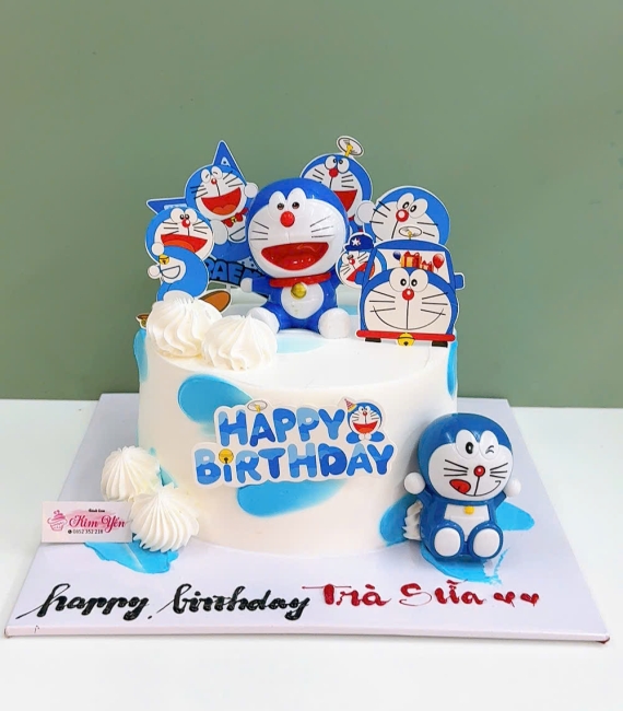 Bánh kem dành cho bé gái yêu thích hoạt hình Đô rê mon