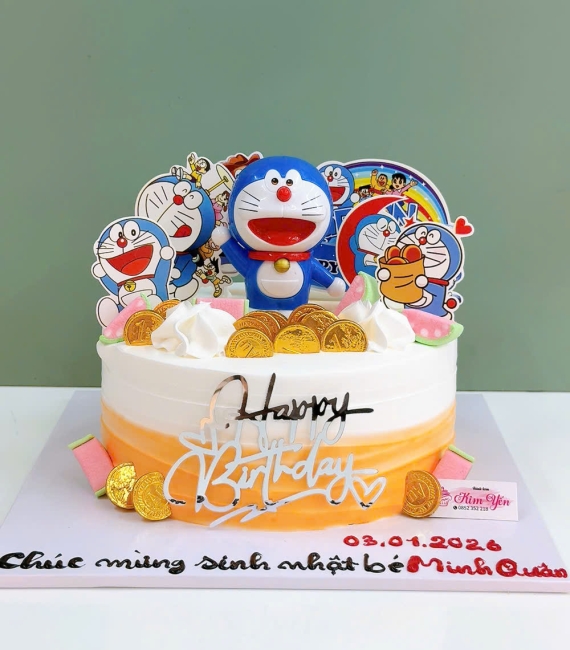 Bánh kem dành cho bé trai team Đô rê mon