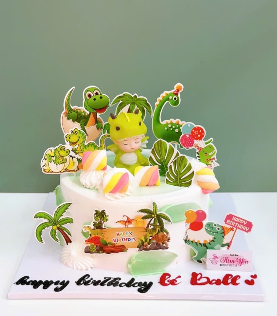 Bánh kem dành cho bé trai team yêu thích khủng long