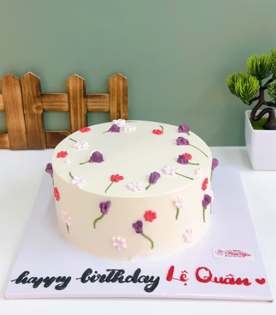 Bánh kem style Hàn Quốc vẻ hình hoa nhí nhẹ nhàng