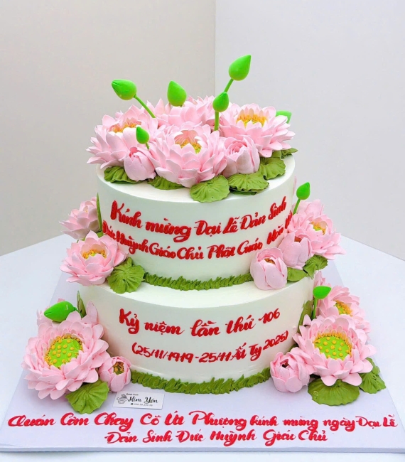 Bánh kem mừng lể kỷ niệm 2 tầng