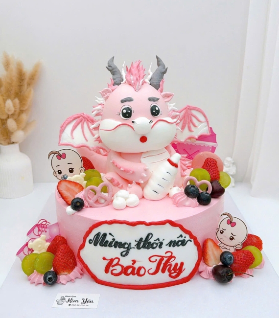 Bánh kem thôi nôi cho bé gái tạo hình 3d