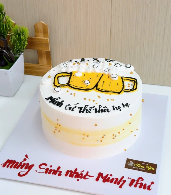 Bánh kem style Hàn Quốc tạo hình 2 ly bia