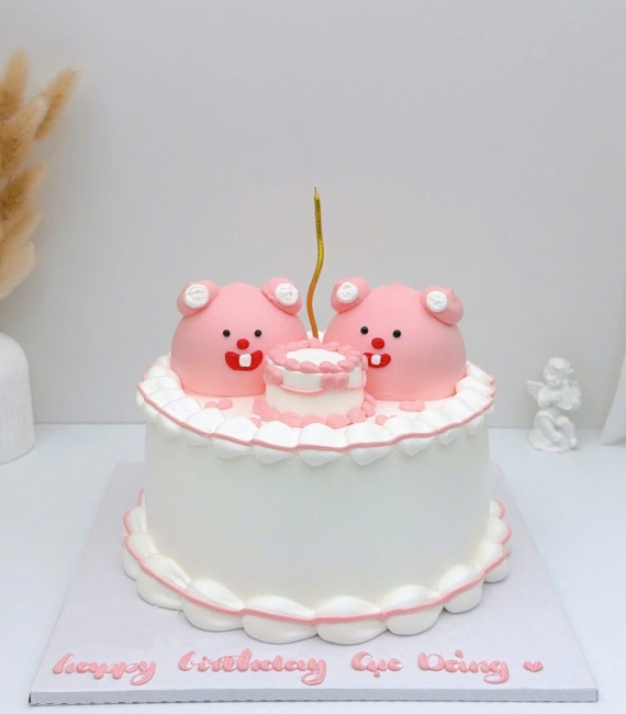 Bánh kem style Hàn Quốc tạo dành cho cặp đôi mừng kỷ niệm