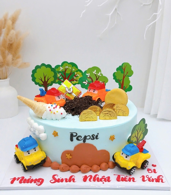 Mẫu bánh kem dành cho bé trai yêu thích ô tô làm theo yêu cầu