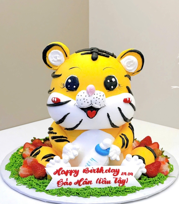 Bánh kem thôi nôi tạo hình con hổ
