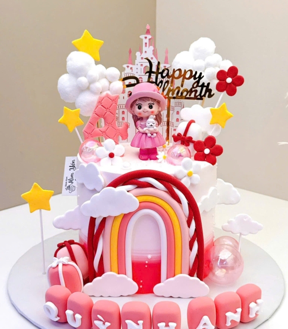 Bánh kem thôi nôi dành cho bé gái ( cô công chúa dễ thương)