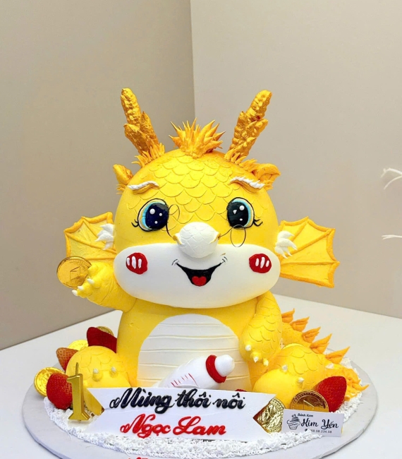 Bánh kem thôi nôi tuổi thìn tạo hình dễ thương