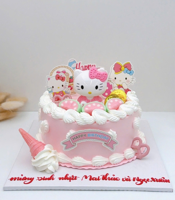 Mẫu bánh kem dành cho bé gái tone hồng -Bánh Kem Kim Yến