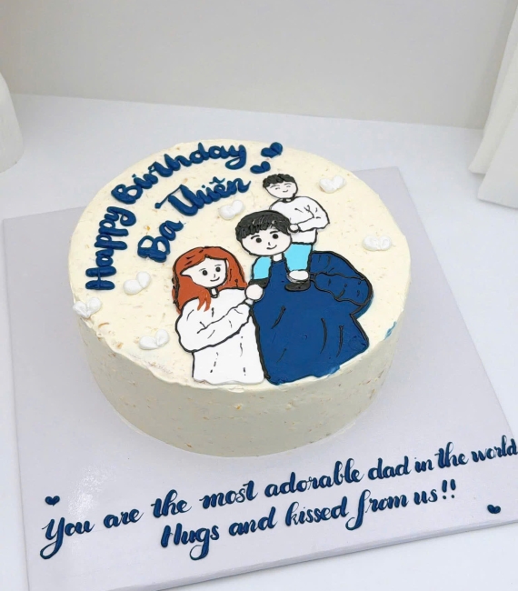 Bánh kem style Hàn Quốc vẻ hình chibi gia đình