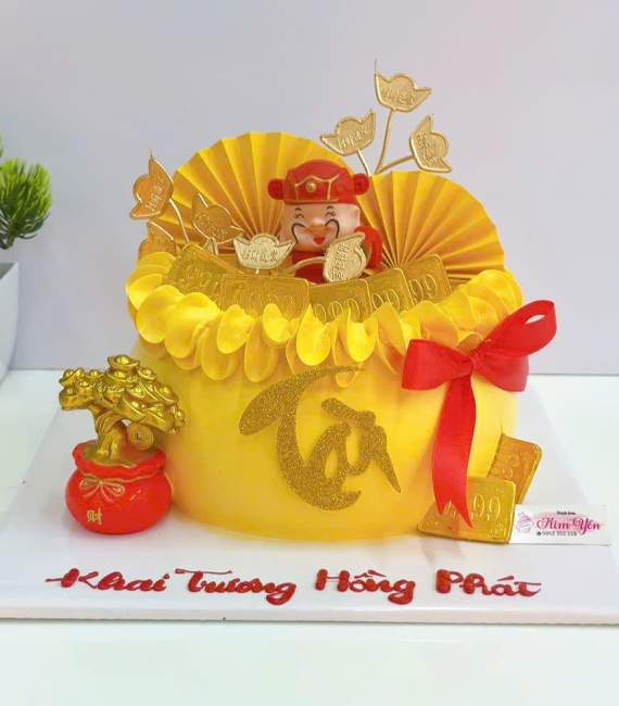 Bánh kem mừng khai trương chữ tài làm theo yêu cầu