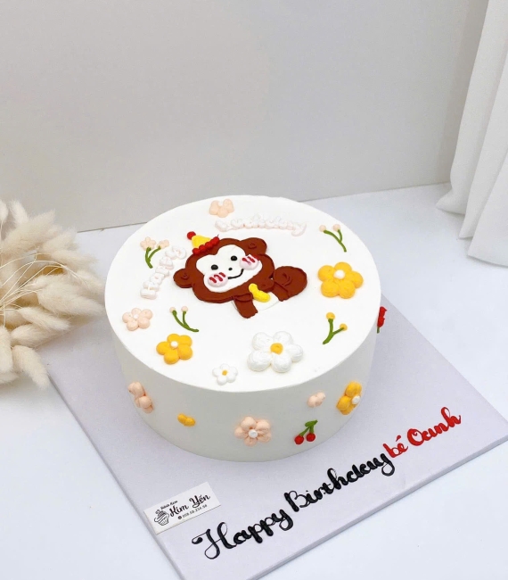 Bánh kem style Hàn Quốc vẻ hình chi bi chú khỉ đẹp