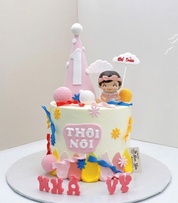 Bánh kem thôi nôi dành cho bé trai nhiều sắc màu 