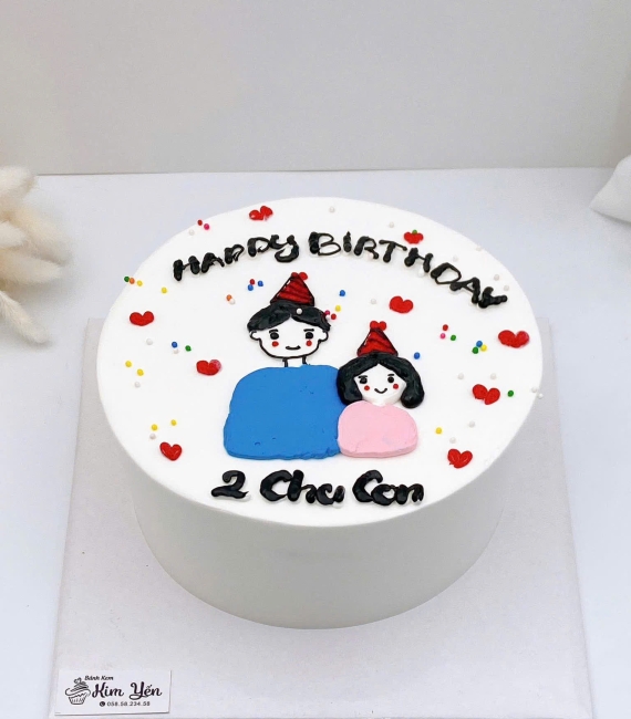 Bánh kem style Hàn Quốc dành vẻ hình chibi con gái và ba yêu 