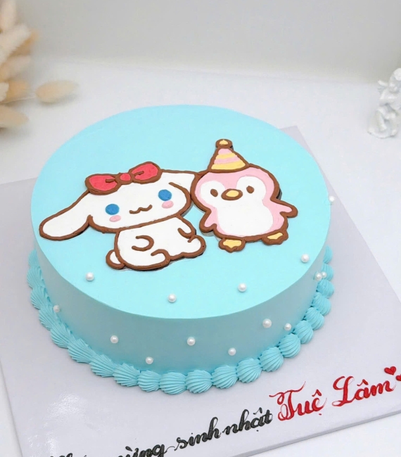 Bánh kem style Hàn Quốc dành cho cặp đôi tone xanh