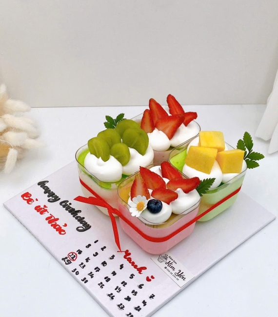 Sét bánh trái tim panacottaa sét cup 4 ly