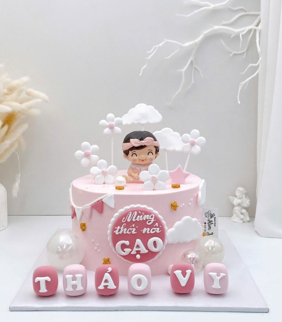 Bánh kem xinh dành cho bé gái đầy tháng hot 2026