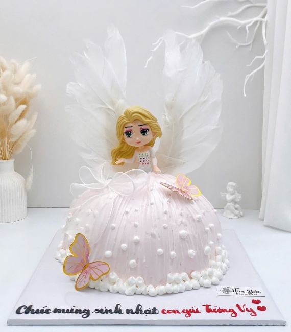 Bánh kem công chúa elsa màu hồng